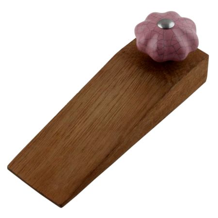 Lavender Crackle Ceramic Melon Wooden Door Stopper